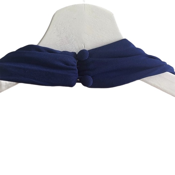 Cobalt Blue A-Line Halter Strap Midi Sequins Dress  16 - Picture 12 of 15